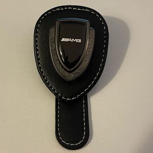 AMG Mercedes Sunglass Holder for Car with Logo Black PU Leather NWT